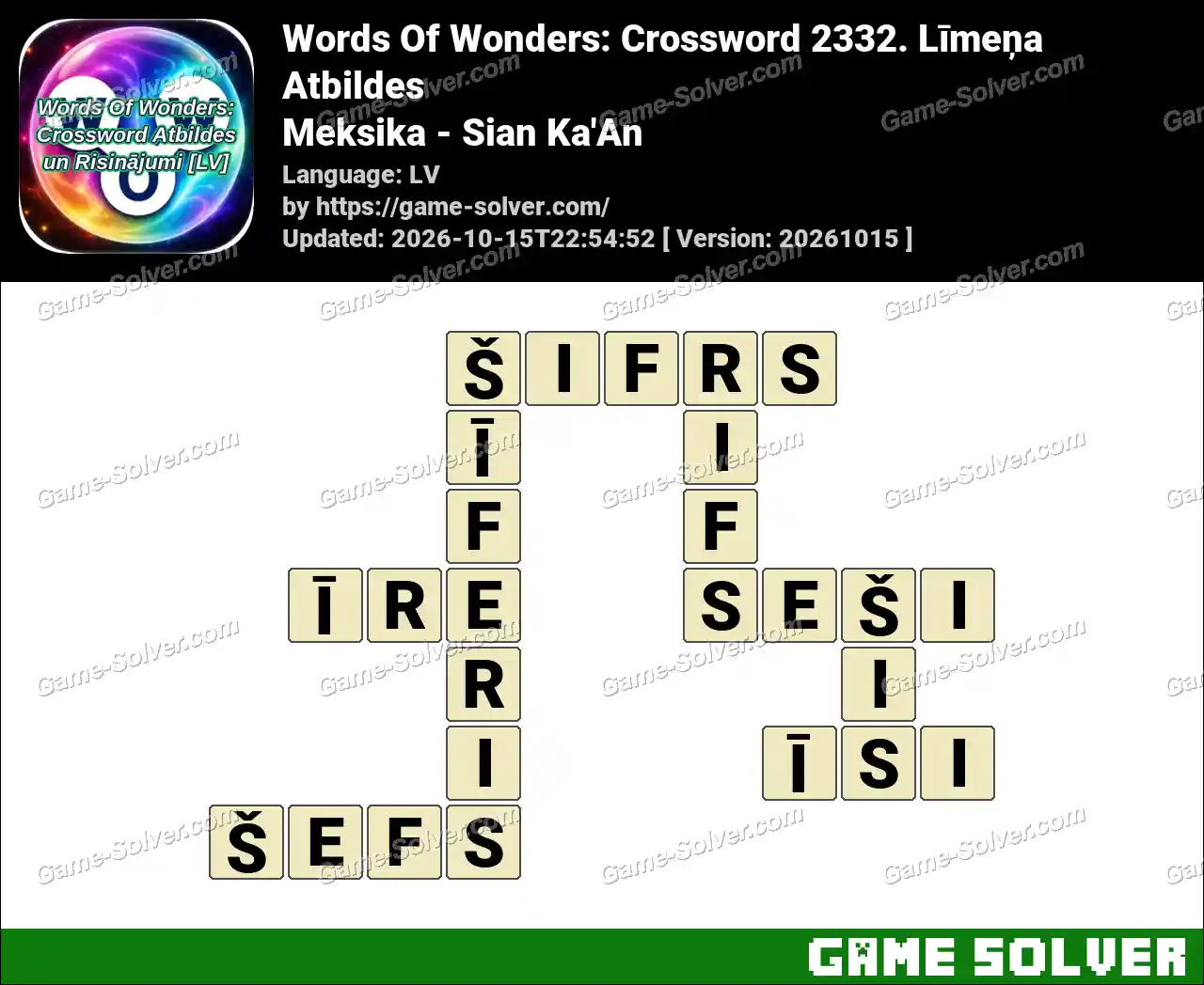 Words Of Wonders: Crossword 2332. Līmeņa Atbildes – Meksika – Sian Ka’An